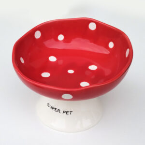 Comedouro de cerâmica elevado fofo, estilo cogumelo para gatos e cães pequenos - 200ml - Modelo Coggi
